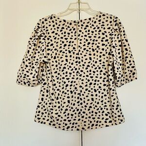 Women's Cream Dot Print Puff-Sleeve Top